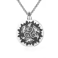 wholesale 925 Sterling Silver Norse Raven & Sun Symbol Pendant Necklace Wholesale  with Chain - Viking Runes Jewelry for Men Women Gifts-0-0
