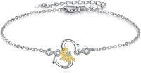 wholesale 925 Sterling Silver Sunflower Initial Alphabet Script Letter Bracelet for Women Girls-Initial S