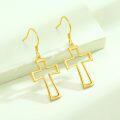 wholesale Gold 925 Sterling Silver Hypoallergenic Long Cross Dangle Earrings for Women Christian Religious Gifts-0-1