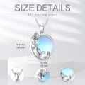 wholesale 925 Sterling Silver Blue Moonstone Cat Pendant Necklace for Women Girls  45cm Chain Length-0-4