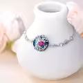 TOUPOP Sterling Silver Austrian Crystal Tree Of Life Birthstone Bracelet-0-5