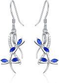 wholesale 925 Sterling Silver Blue Crystal Dragonfly Drop Earrings for Women-0-0