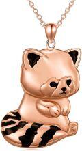 wholesale 925 Sterling Silver Rose Gold Plated Red Panda Charm Necklace Pendant for Women-0-0
