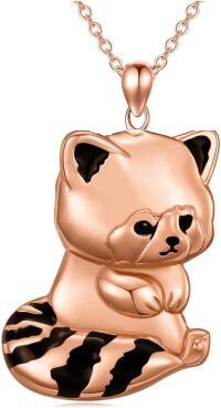 wholesale 925 Sterling Silver Rose Gold Plated Red Panda Charm Necklace Pendant for Women-One Panda