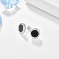 wholesale 925 Sterling Silver Black Onyx Braided Round Stud Earrings Hypoallergenic for Men & Women-0-1