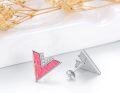 wholesale Sterling Silver Opal V Shape Stud Earrings for Women Minimalist-0-24