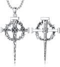 wholesale 925 Sterling Silver Crown of Thorns Cross Pendant with Bible Verse Joshua 1:9 Necklace for Men Christian-0-0