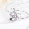 wholesale 925 Sterling Silver Green Moss Agate Moon Axolotl Pendant Necklace for Women's -0-5