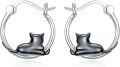 wholesale 925 Sterling Silver Black Cat Huggie Hoop Earrings for Sensitive Ears Cute Animal s for Women-0-0