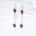 wholesale 925 Sterling Silver Pink Grapes Long Drop Earring Gift for Women Girls Jewelry -0-1