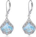 wholesale Sterling Silver Lotus Earrings with Moonstone Amber Onyx Lapis Larimar Rose Quartz Moss Agate-0-6