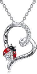 wholesale 925 Sterling Silver Heart-Shaped Ladybug Pendant Necklaces for Women and Girls - Grandma Gift I Love You Forever Jewelry Set-0-0