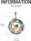 wholesale 925 Sterling Silver Blue Crystal Rose and Honeybee Pendant Necklace-0-5