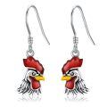 wholesale 925 Sterling Silver Rooster Earrings With Red Comb And Yellow Beak-0-0