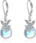 wholesale 925 Sterling Silver Blue Opal Phoenix Teardrop Dangle Earrings-0-0