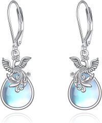 wholesale 925 Sterling Silver Blue Opal Phoenix Teardrop Dangle Earrings-Phoenix
