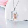 wholesale 925 Sterling Silver Breast Cancer Awareness Survivor s for Women - Pink Ribbon Heart Pendant Necklace Post Surgery Chemo-0-2
