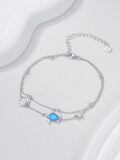 wholesale 925 Sterling Silver Blue Opal Sea Turtle Starfish Shell Charm Bracelet For Women-0-1