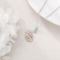 wholesale 925 Sterling Silver 925 Crescent Moon & Floral Fox Pendant Necklace Gift for Women-0-4
