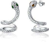 wholesale 925 Sterling Silver Viking Rune Earrings  Square Earrings Black Vintage Hoop Earrings for Men Women-21-Snake Earrings