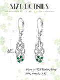 wholesale 925 Sterling Silver 4-Leaf Clover Dangle Earrings w/ Green Enamel & CZs-0-2