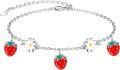 wholesale 925 Sterling Silver Daisy & Strawberry Charm Bracelet for Women Girls Fun Gift Jewelry-0-0