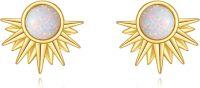 wholesale 18k Solid White Opal Starburst Stud Earrings - Trendy Fashion s for Her-Opal