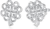 wholesale 925 Sterling Silver Celtic Knot Clover Stud Earrings for Women-Clover