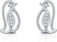 wholesale 925 Sterling Silver Penguin CZ Stud Earrings for Women - Christmas Gift Ideas-A-white silver