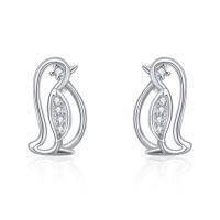 wholesale 925 Sterling Silver Elegant Penguin Stud Earrings-A-white silver