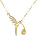wholesale 14K Solid Hummingbird Teardrop Diamond Pendant Necklace - Mothers Day Gifts-0-0