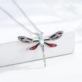 wholesale 925 Sterling Silver Red Opal Dragonfly Necklace with Moonstone and Chain Gift for Her Him Mother's Day Present-0-1