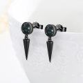 wholesale 925 Sterling Silver Black Spike Dangle Drop Earrings with Turquoise and Abalone Shell-0-2