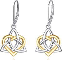 wholesale Sterling Silver Celtic Knot Heart Dangle Earrings for Women Gifts-Celtic Knot Earrings rose gold