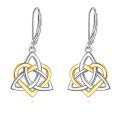 wholesale 925 Sterling Silver Celtic Knot Triquetra Drop Earrings Platinum Plated Lever Back-0-5