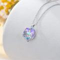 wholesale 925 Sterling Silver Purple & Blue Swarovski Crystals Heart Pendant Necklaces for Aunts and Uncles-0-2