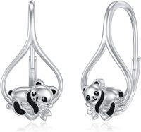 wholesale 925 Sterling Silver Panda Leverback Dangle Drop Earrings for Girls and Teenagers Gift Ideas-Panda Earrings