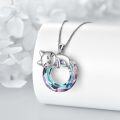 wholesale 925 Sterling Silver Rainbow Crystal Cat Lover's Pendant Necklace for Women-0-3