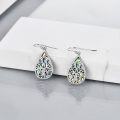 wholesale 925 Sterling Silver Metal Stone Abalone Shell Teardrop Pentagram Triple Moon Goddess Drop Earrings for Women-0-5