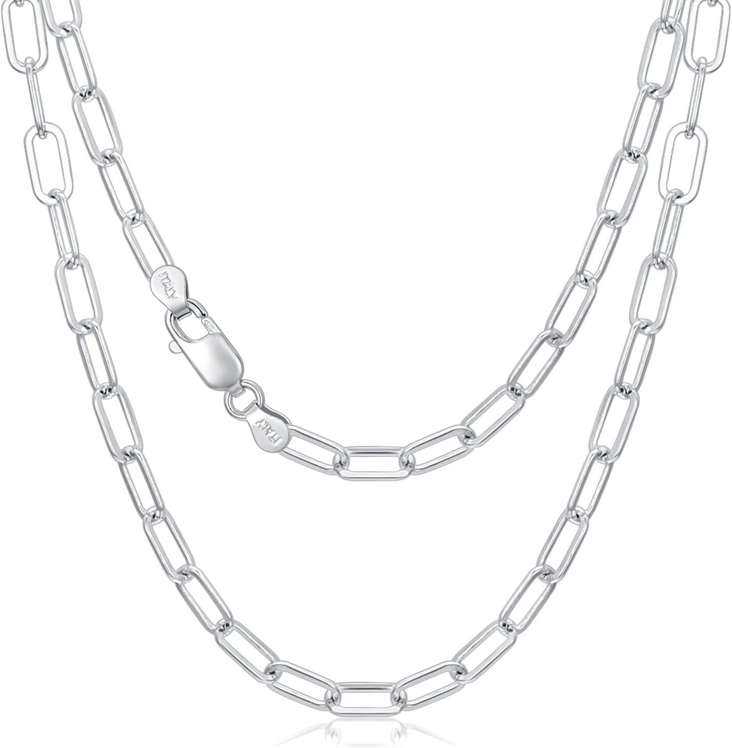 Sterling Silver Paperclip Chain Necklace 16 26 Italy Made Lobster Clasp-Style 1 18 Inch