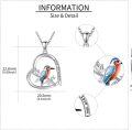 wholesale 925 Sterling Silver Enamel Bird in Heart Pendant Necklace for Women Lover Gifts-0-3