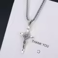 wholesale 925 Sterling Silver Crucifix Cross with St Benedict Medal Pendant Necklace Wholesale for Men Women Catholic  48cm Chain Length-0-2