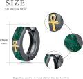 wholesale 925 Sterling Silver & Malachite Ankh Earrings, Egyptian Symbol of Life Hoop Earrings, Gold-Plated Ankh Jewelry, Hypoallergenic Gift for Women-0-3