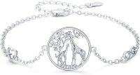 wholesale 925 Sterling Silver Giraffe and Flamingo Bracelet with Infinity Heart Charm - Adjustable Length  for Mom or Girlfriend on Mother's Day-Giraffe Bracelet