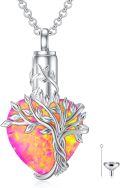 wholesale Sterling Silver Crystal Heart Tree of Life Urn Necklace for Ashes - Rhodium Plated-0-23