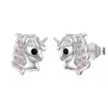 TOUPOP 925 Sterling Silver Crystal Unicorn Stud Earrings-0-0