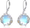 wholesale 925 Sterling Silver Blue Moonstone Daisy Celtic Knot Drop Earrings-0-0