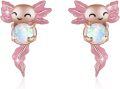 wholesale 925 Sterling Silver Axolotl Stud Earrings with Opal Stone for Women Hypoallergenic Animal Jewelry-0-0