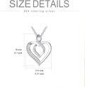 wholesale 925 Sterling Silver 925 & Cubic Zirconia Double Heart Pendant Necklaces for Women Gifts-0-3