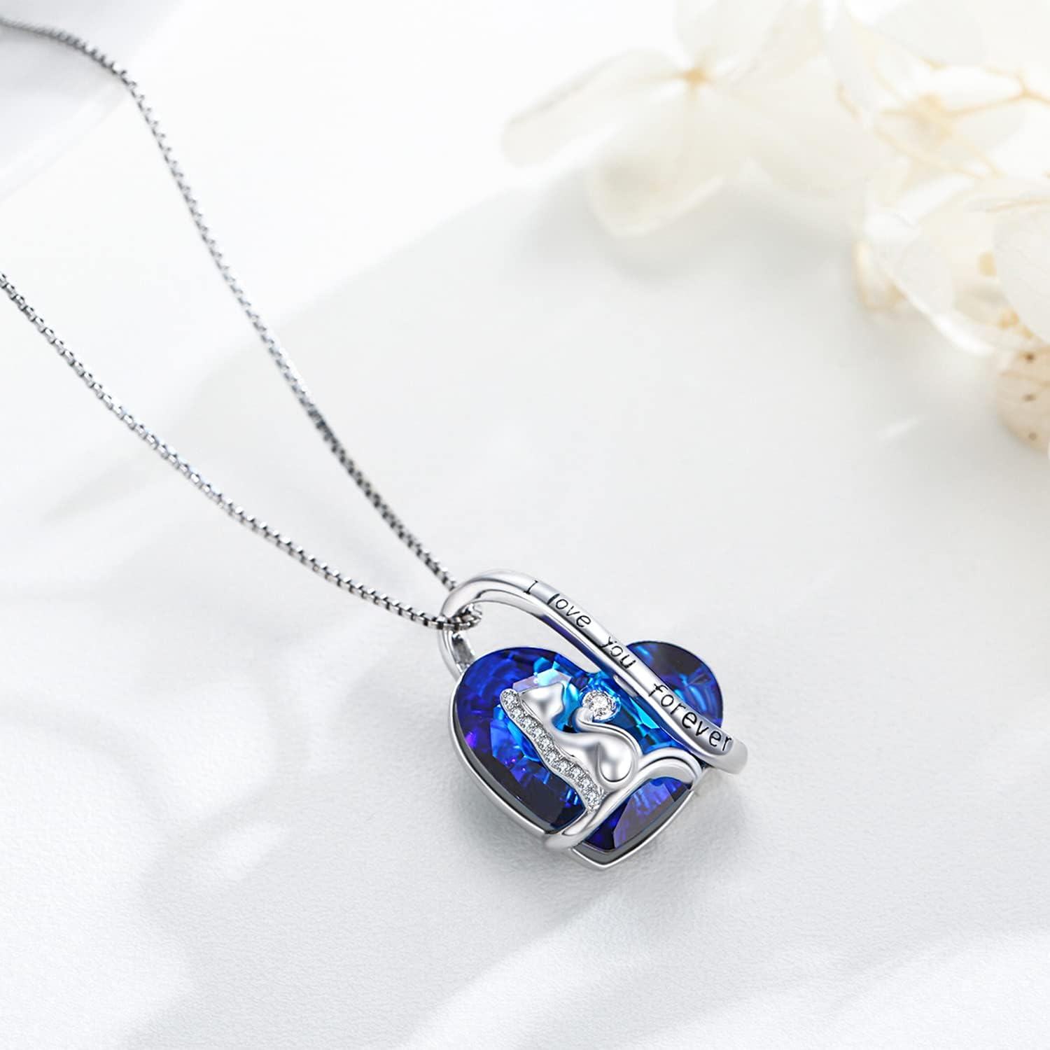 Sterling Silver Black Cat Fox Owl Panda Butterfly Cat Dog Paw Mushroom Pendant Necklace-0-2